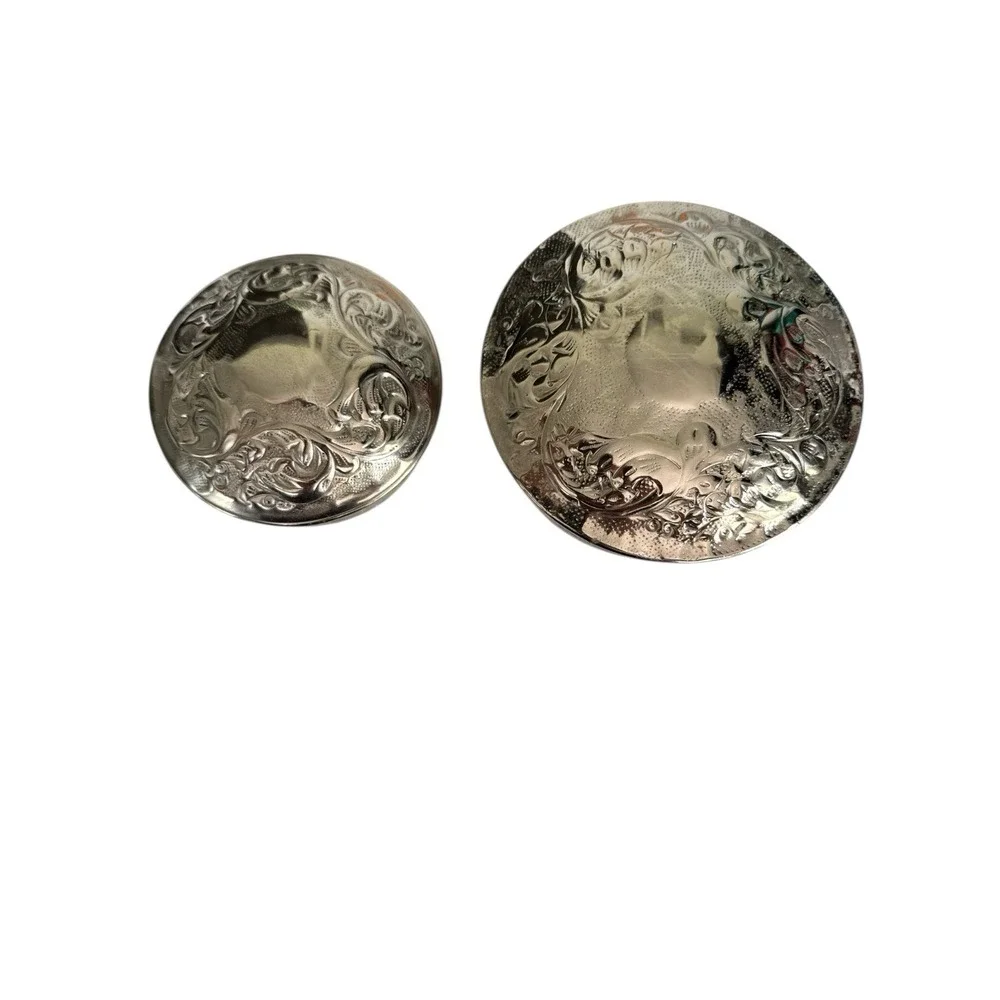 Set Of 2 Vintage Thai Aluminum Bowl Lid Home Ceremonial Betel Nuts Food Trinkets
